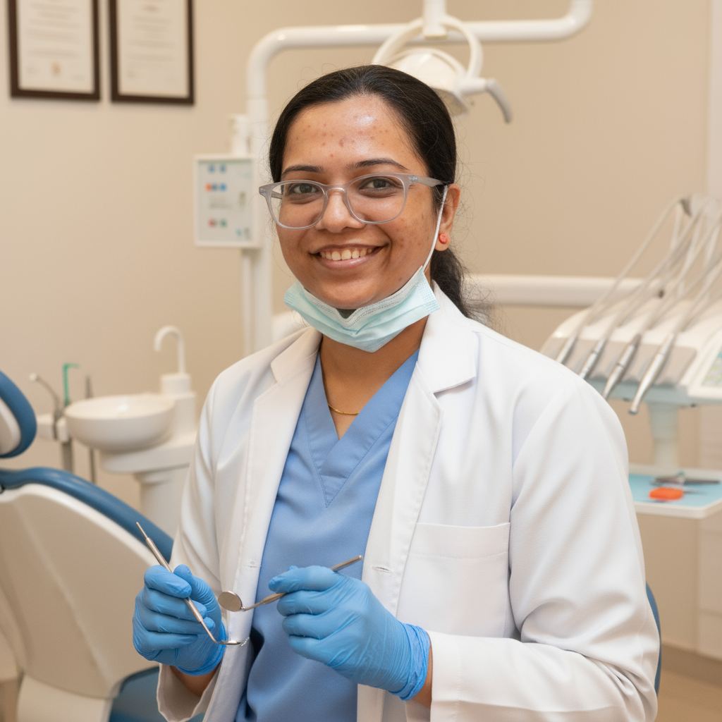 gemini 2.5 flash image preview nano banana a Make her as a dentis